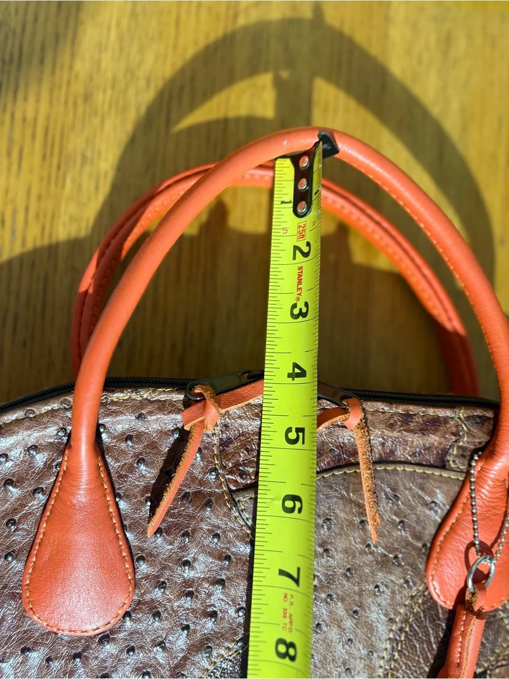 Large beautiful ostrich leather vintage bag